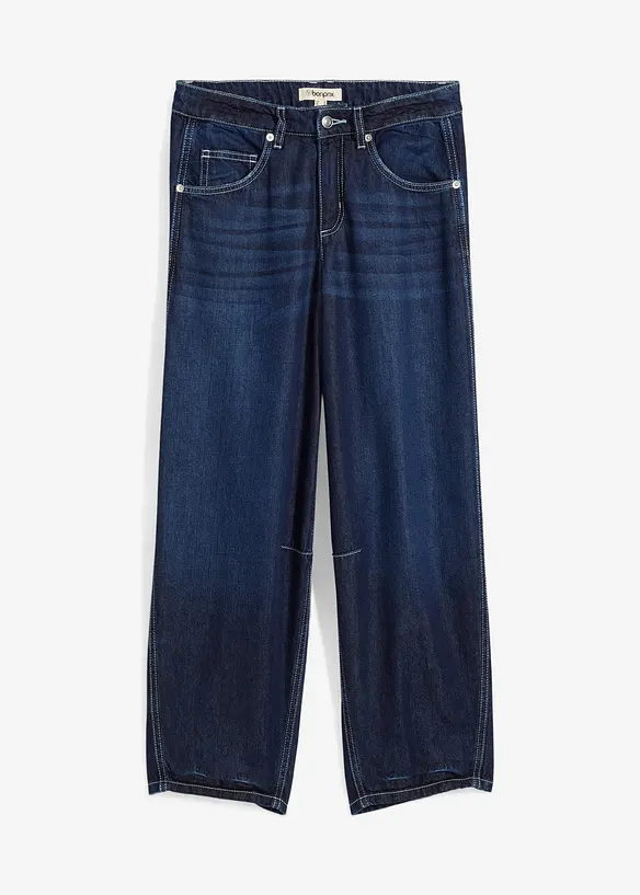 Ballon-Jeans Mid Waist in blau von vorne - bonprix