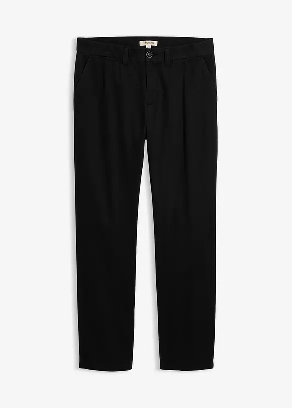 Regular Fit Twillhose aus reiner Baumwolle, Straight in schwarz von vorne - bonprix