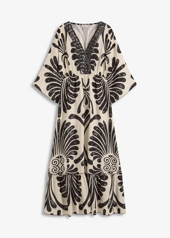 Maxikleid aus fließender Viskose in schwarz von vorne - bonprix Maxikleid aus fließender Viskose in schwarz von vorne - bonprix