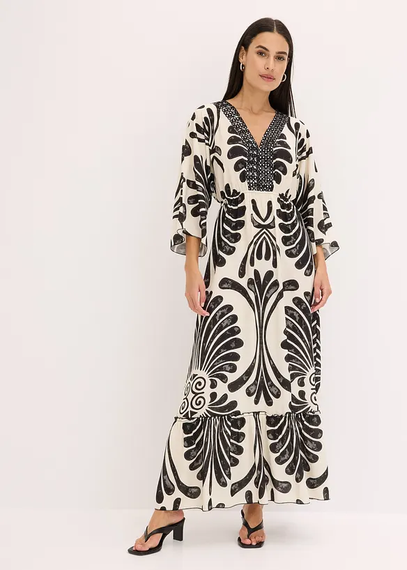 Maxikleid aus fließender Viskose in schwarz von vorne (Totalaufnahme) - bonprix Maxikleid aus fließender Viskose in schwarz von vorne (Totalaufnahme) - bonprix