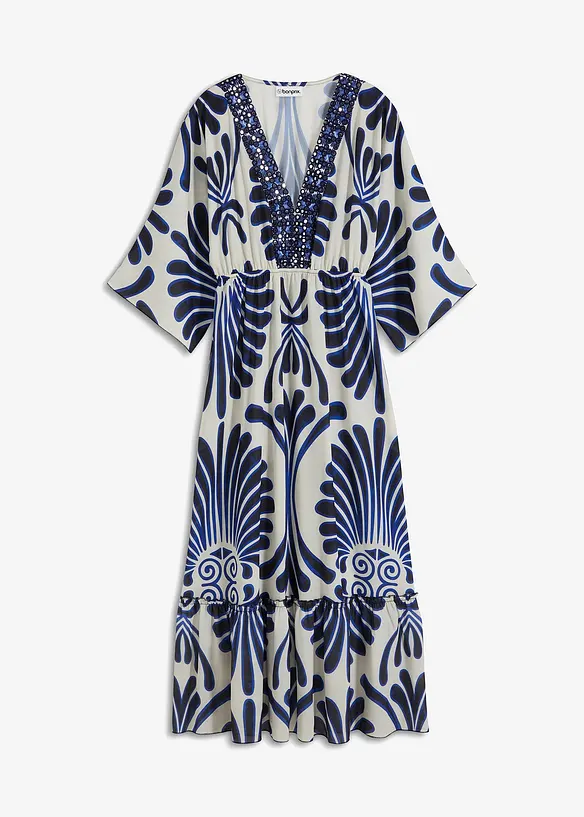 Maxikleid aus fließender Viskose in blau von vorne - bonprix Maxikleid aus fließender Viskose in blau von vorne - bonprix