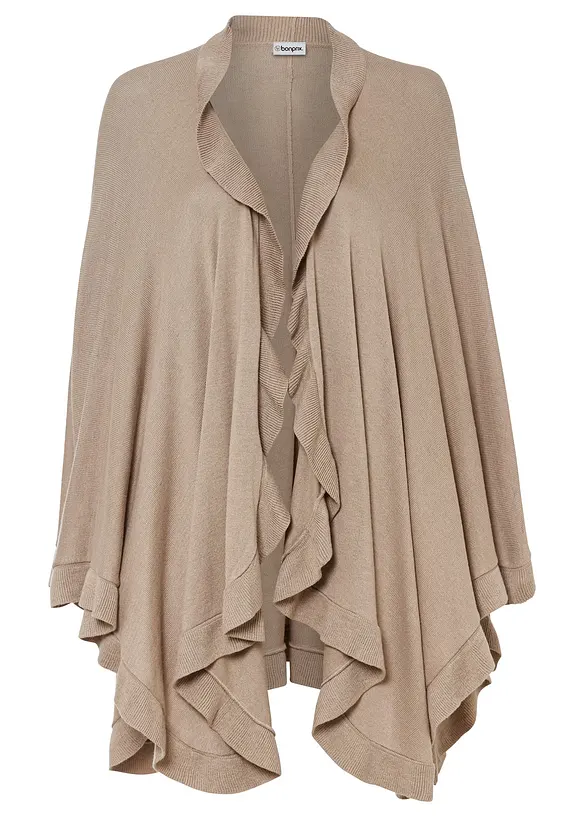 Poncho mit Kaschmiranteil in grau von vorne - bonprix
