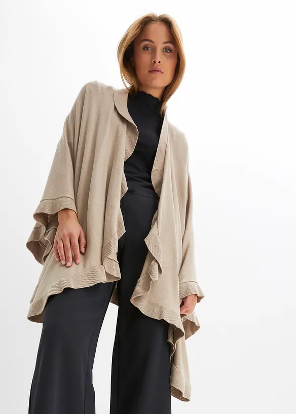 Poncho mit Kaschmiranteil in grau von vorne (im Anschnitt) - bonprix