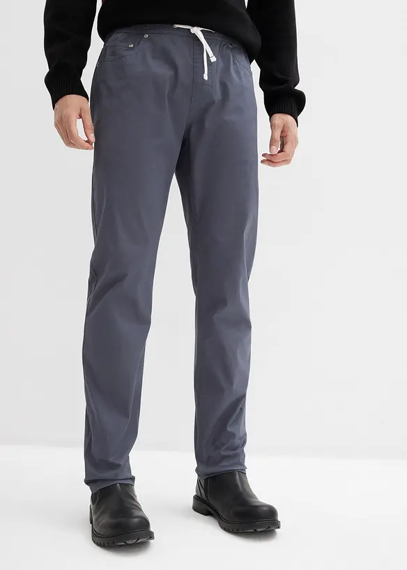 Regular Fit Stretch-Schlupfhose, Straight in grau von vorne - bonprix