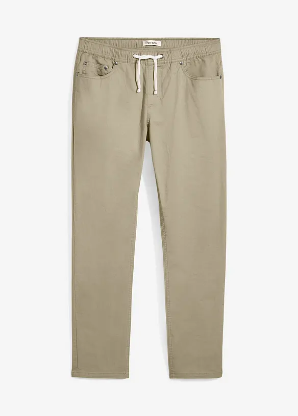 Regular Fit Stretch-Schlupfhose, Straight in grün von vorne - bonprix