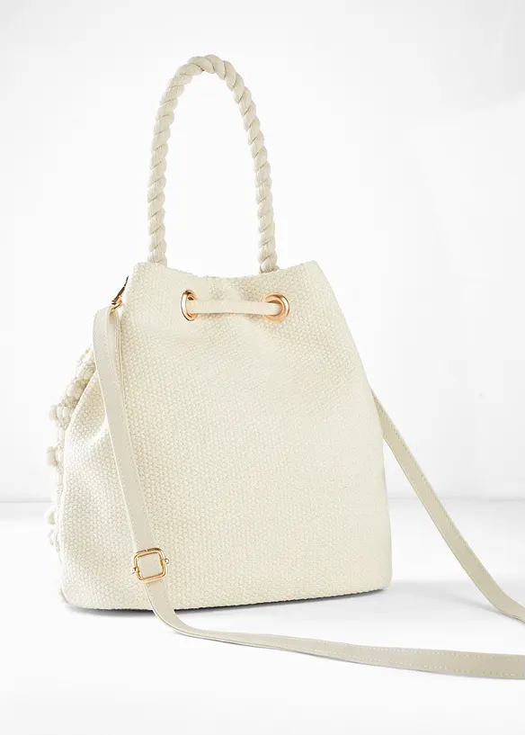 Beuteltasche in strukturierter Optik in beige von hinten - bonprix