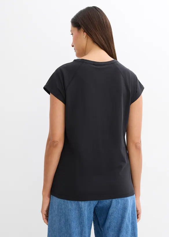 T-Shirt aus reiner Bio-Baumwolle in schwarz von hinten (im Anschnitt) - bonprix