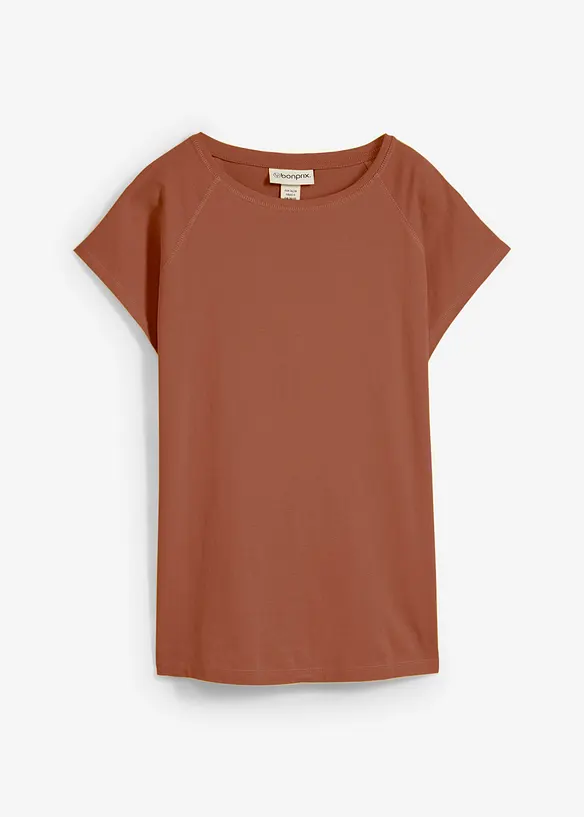 T-Shirt aus reiner Bio-Baumwolle in braun von vorne - bonprix