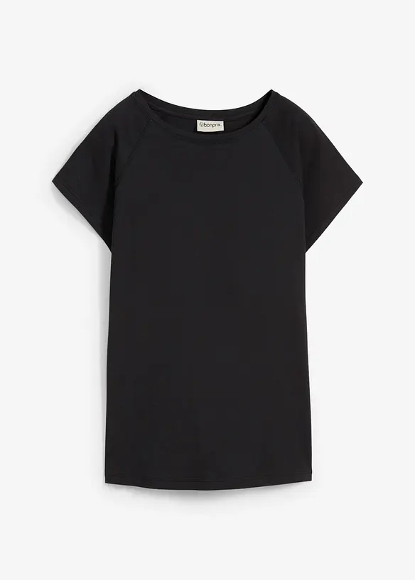 T-Shirt aus reiner Bio-Baumwolle in schwarz von vorne - bonprix
