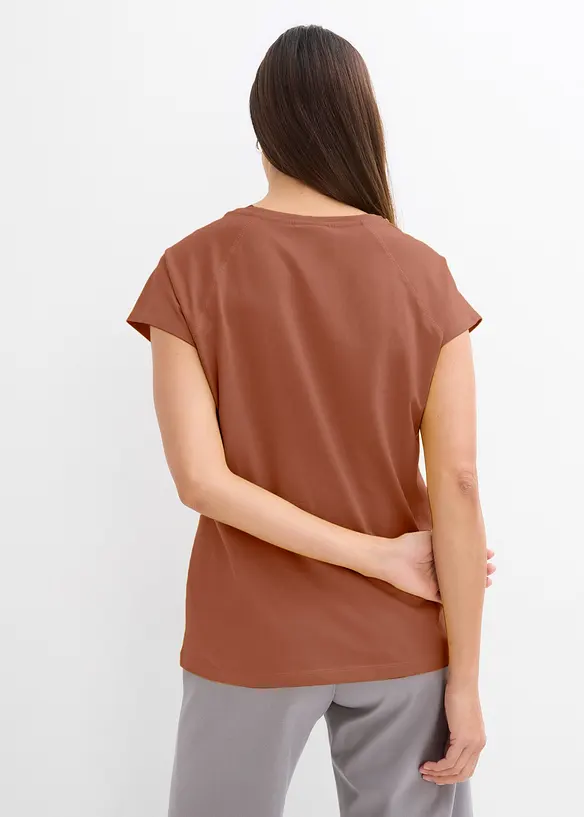 T-Shirt aus reiner Bio-Baumwolle in braun von hinten (im Anschnitt) - bonprix