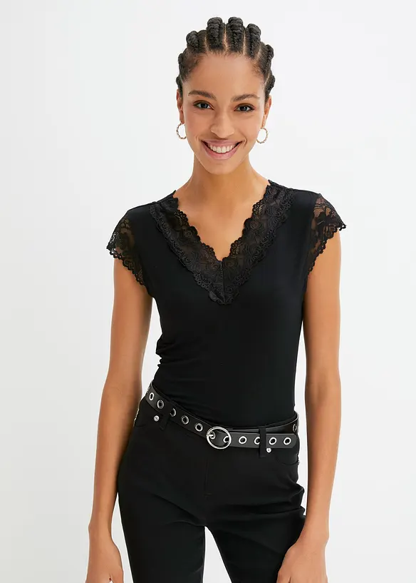 Shirt aus softem Viskose-Mix in schwarz von vorne (im Anschnitt) - bonprix Shirt aus softem Viskose-Mix in schwarz von vorne (im Anschnitt) - bonprix