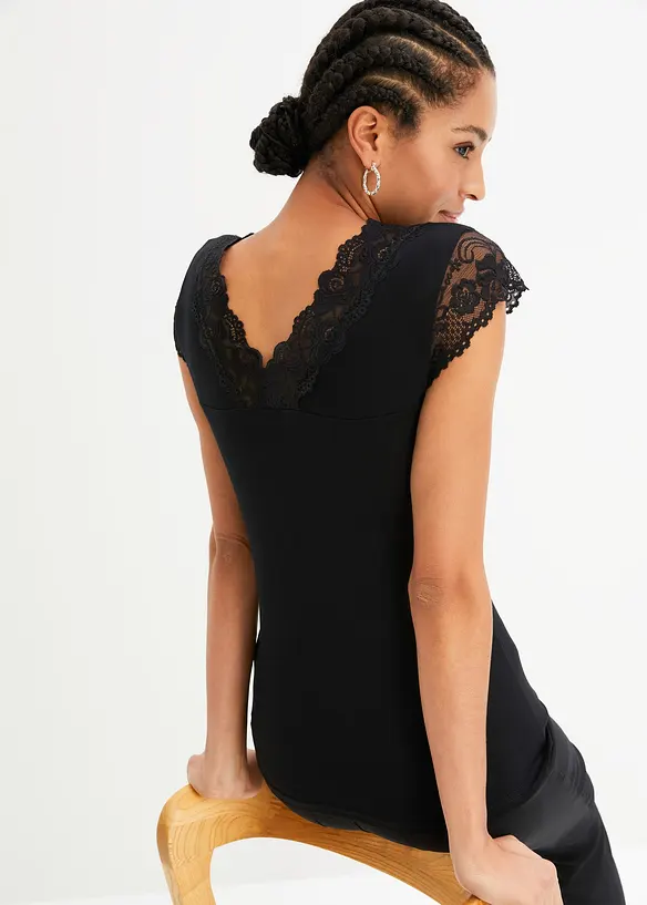 Shirt aus softem Viskose-Mix in schwarz von hinten (im Anschnitt) - bonprix Shirt aus softem Viskose-Mix in schwarz von hinten (im Anschnitt) - bonprix
