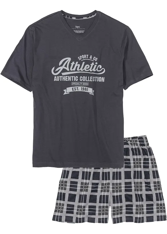 Shorty (2-tlg. Set) in grau von vorne - bonprix