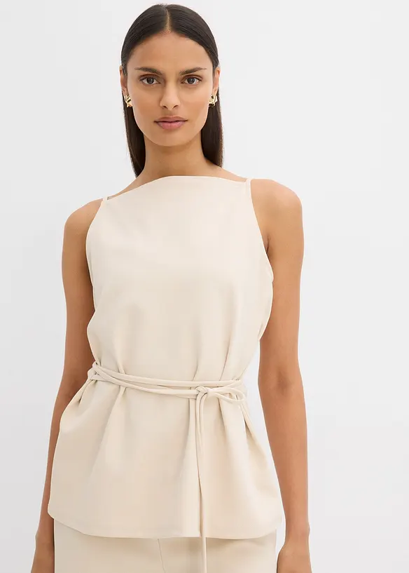Top aus Piqué in beige von vorne (im Anschnitt) - bonprix Top aus Piqué in beige von vorne (im Anschnitt) - bonprix
