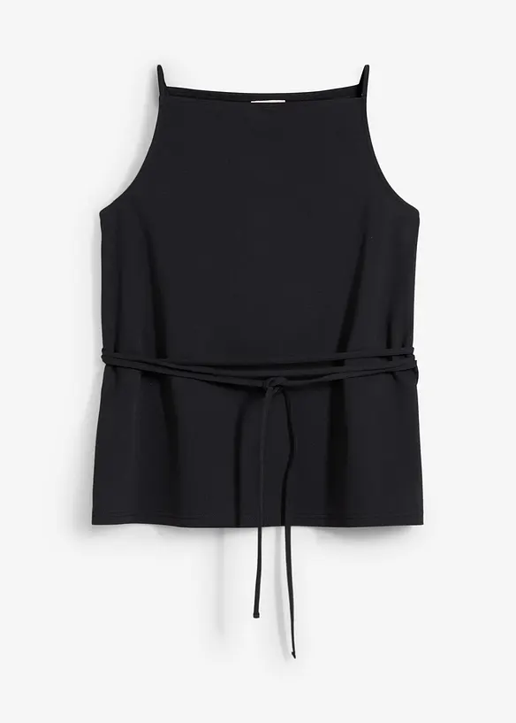 Top aus Piqué in schwarz von vorne - bonprix Top aus Piqué in schwarz von vorne - bonprix