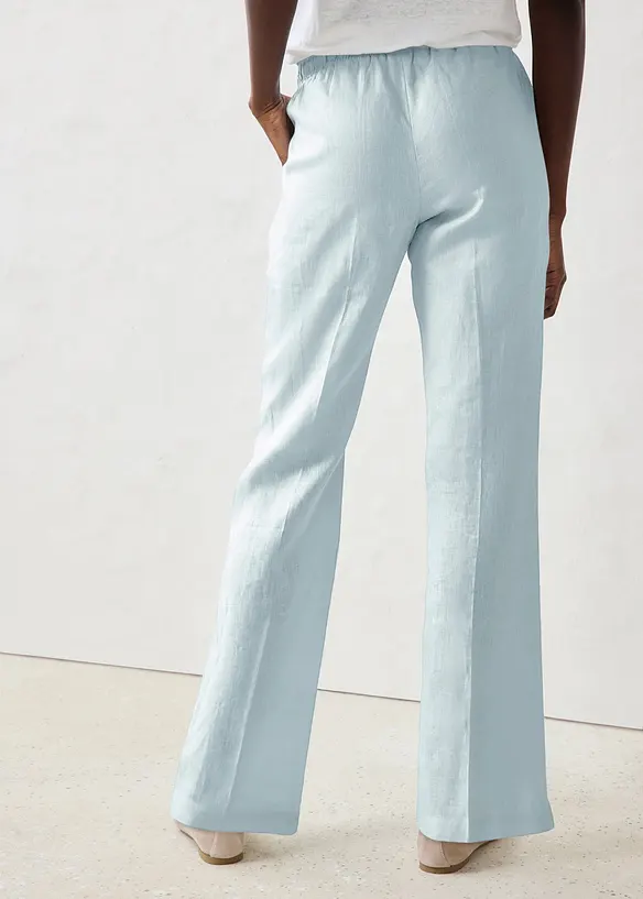 Schlupfhose  aus reinem Leinen in blau von hinten - bonprix