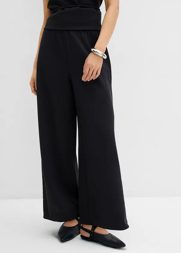 Marlenehose aus Piqué in schwarz von vorne - bonprix Marlenehose aus Piqué in schwarz von vorne - bonprix