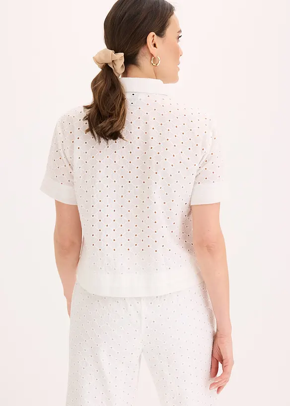 Bluse mit Lochstickerei in weiß von hinten (im Anschnitt) - bonprix Bluse mit Lochstickerei in weiß von hinten (im Anschnitt) - bonprix