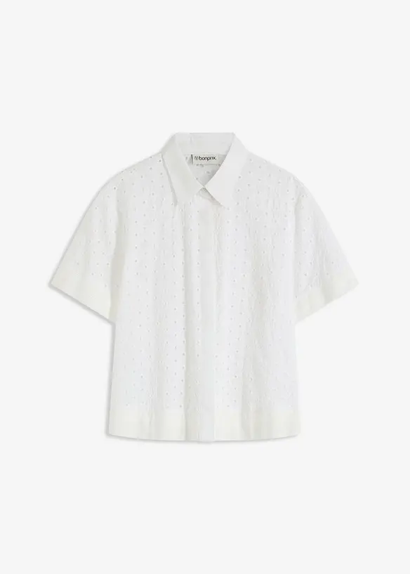 Bluse mit Lochstickerei in weiß von vorne - bonprix Bluse mit Lochstickerei in weiß von vorne - bonprix
