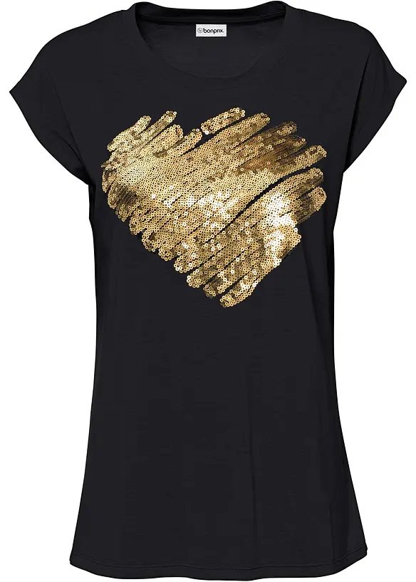 Shirt aus softem Viskose-Mix in schwarz von vorne - bonprix Shirt aus softem Viskose-Mix in schwarz von vorne - bonprix