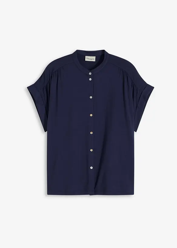 Shirtbluse aus softem Viskose Mix in blau von vorne - bonprix Shirtbluse aus softem Viskose Mix in blau von vorne - bonprix