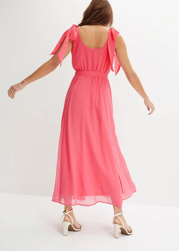 Chiffonkleid mit Schleifendetails in pink von hinten (Totalaufnahme) - bonprix Chiffonkleid mit Schleifendetails in pink von hinten (Totalaufnahme) - bonprix