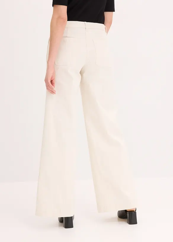Wide Leg Hose mit Stretch in beige von hinten - bonprix Wide Leg Hose mit Stretch in beige von hinten - bonprix