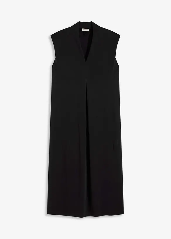 Jerseykleid aus Viskose-Mix mit Schulterpolster in schwarz von vorne - bonprix