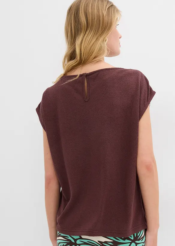 Oversize-Shirt in Strickoptik in braun von hinten (im Anschnitt) - bonprix