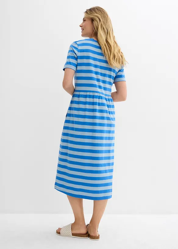 Jerseykleid aus Bio-Baumwolle in blau von hinten (Totalaufnahme) - bonprix