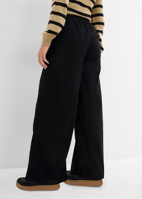 Palazzo-Hose aus reiner Baumwolle in schwarz von hinten - bonprix