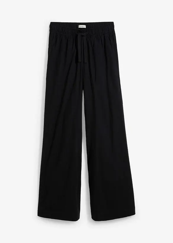 Palazzo-Hose aus reiner Baumwolle in schwarz von vorne - bonprix