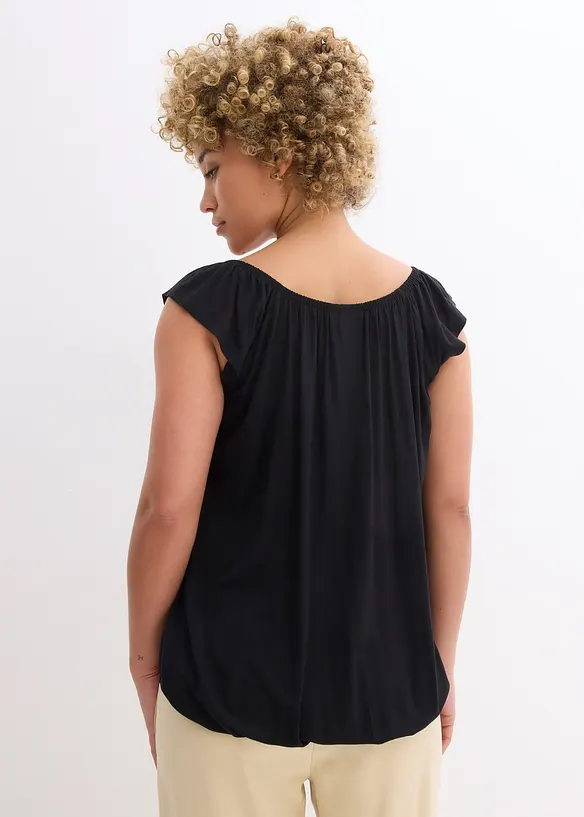 Shirt aus softem Viskose-Mix in schwarz von hinten (im Anschnitt) - bonprix