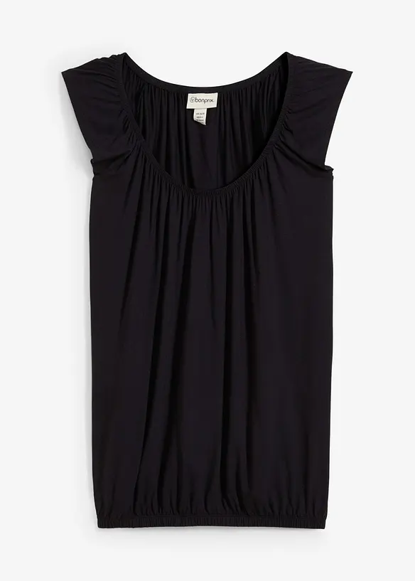 Shirt aus softem Viskose-Mix in schwarz von vorne - bonprix