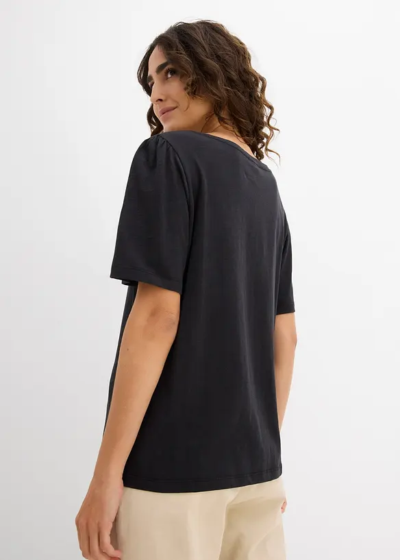 T-Shirt aus reiner Baumwolle in schwarz von hinten (im Anschnitt) - bonprix T-Shirt aus reiner Baumwolle in schwarz von hinten (im Anschnitt) - bonprix