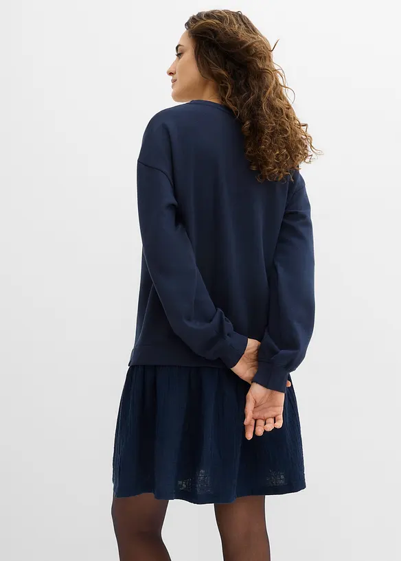 Sweatkleid mit Webrock in blau von hinten (Totalaufnahme) - bonprix Sweatkleid mit Webrock in blau von hinten (Totalaufnahme) - bonprix