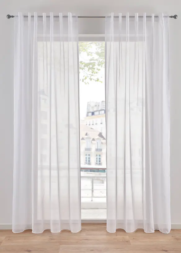 Transparente Gardine aus feinem Voile (1er Pack) in weiß - bonprix