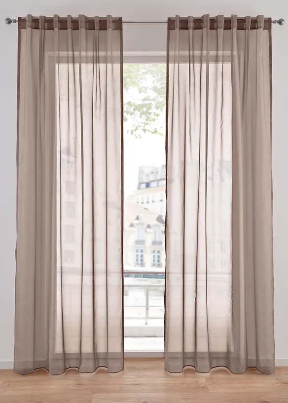 Transparente Gardine aus feinem Voile (1er Pack) in braun - bonprix