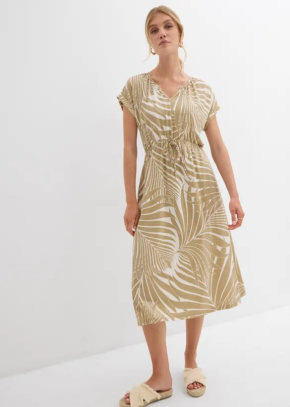 Jerseykleid aus fließendem Viskose-Mix in weiß von vorne (Totalaufnahme) - bonprix Jerseykleid aus fließendem Viskose-Mix in weiß von vorne (Totalaufnahme) - bonprix