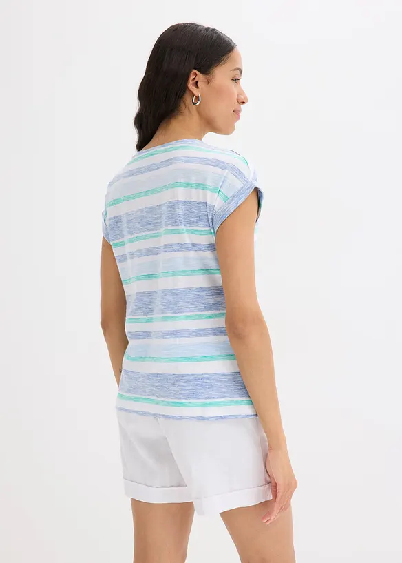 T-Shirt aus reiner Bio-Baumwolle in blau von hinten (im Anschnitt) - bonprix