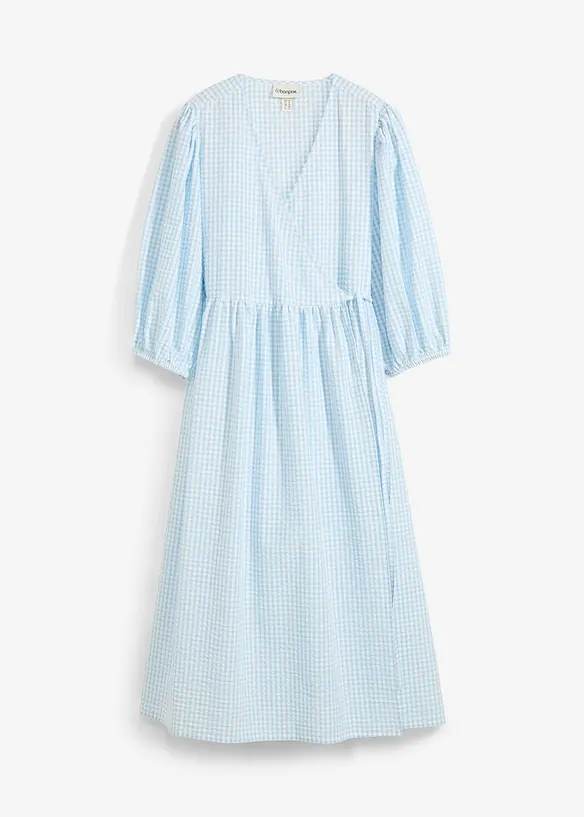 Wickelkleid aus reiner Baumwolle in blau von vorne - bonprix Wickelkleid aus reiner Baumwolle in blau von vorne - bonprix