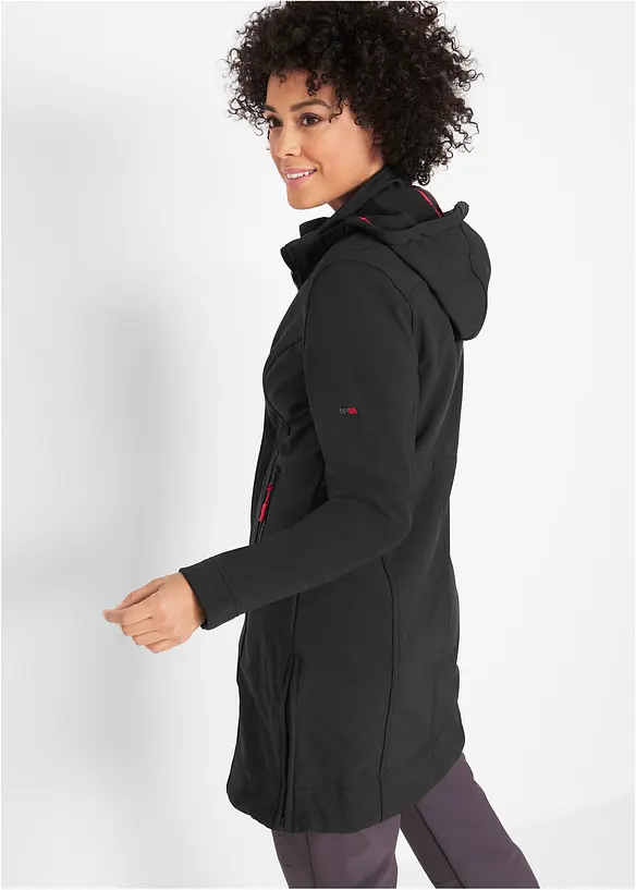 wasserabweisender Softshellmantel in schwarz von hinten (im Anschnitt) - bonprix