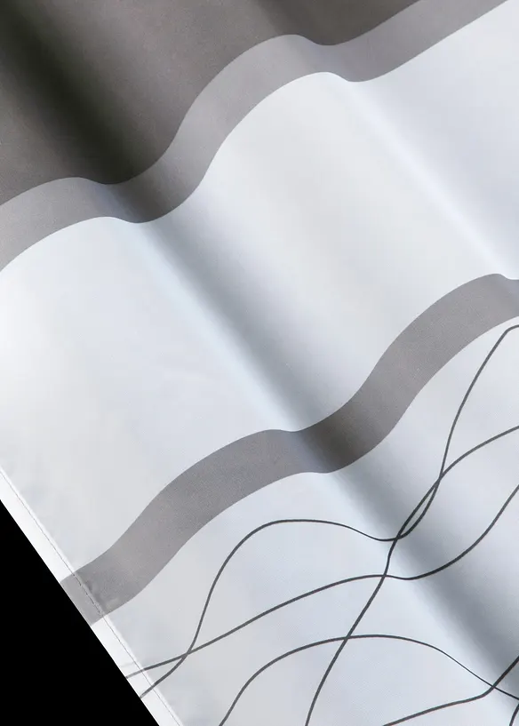 Transparente Gardine mit Querstreifen Druck (1er Pack) in grau (Detailaufnahme) - bonprix