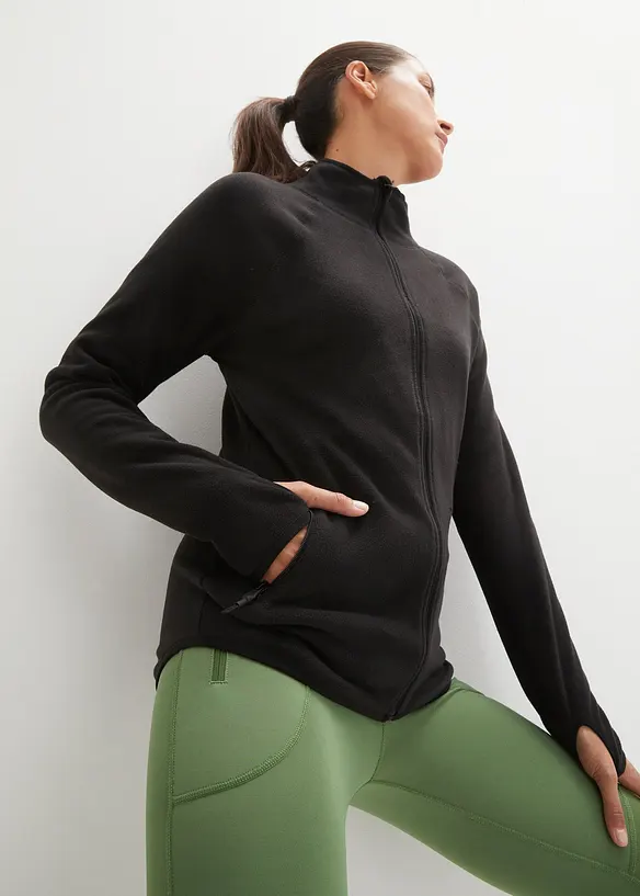 Fleecejacke mit Reißverschluss-Taschen in schwarz von vorne (im Anschnitt) - bonprix Fleecejacke mit Reißverschluss-Taschen in schwarz von vorne (im Anschnitt) - bonprix
