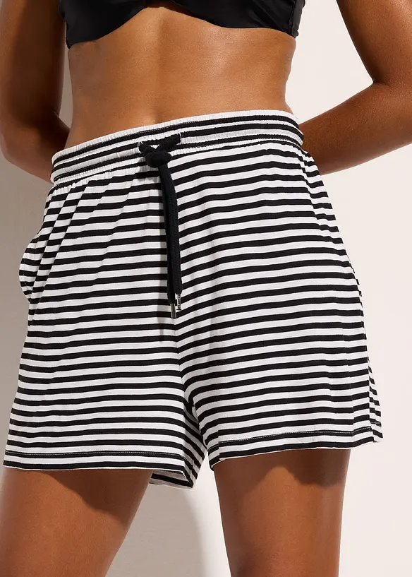 Strandshorts aus fließender Viskose in schwarz von vorne - bonprix Strandshorts aus fließender Viskose in schwarz von vorne - bonprix