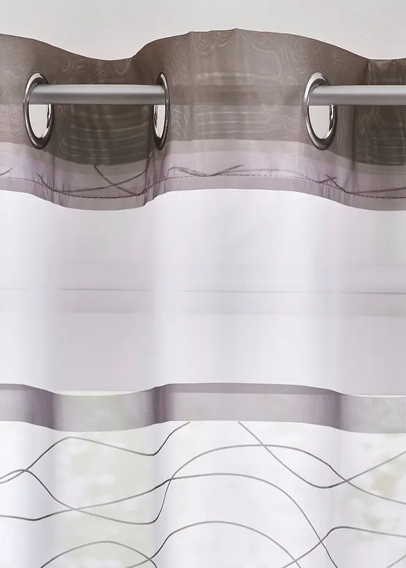 Transparente Gardine mit Querstreifen Druck (1er Pack) in braun - bonprix
