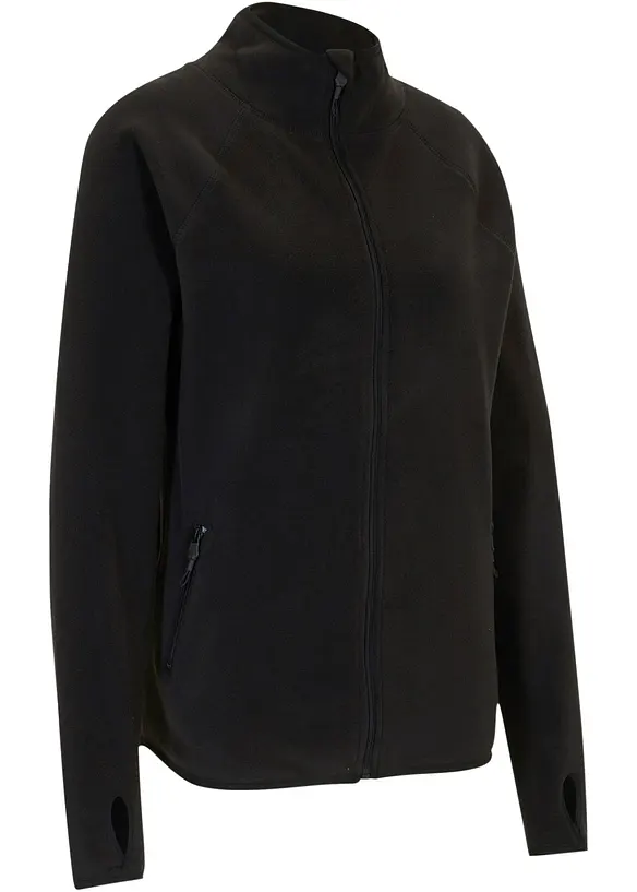 Fleecejacke mit Reißverschluss-Taschen in schwarz von vorne - bonprix Fleecejacke mit Reißverschluss-Taschen in schwarz von vorne - bonprix