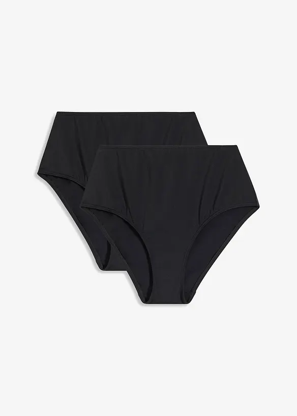 Highwaist-Bikinihose (2er Pack) in schwarz von vorne - bonprix