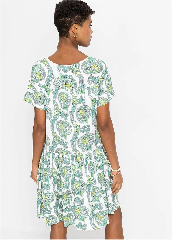 Shirtkleid aus elastischem Viskose-Mix in weiß von hinten (Totalaufnahme) - bonprix Shirtkleid aus elastischem Viskose-Mix in weiß von hinten (Totalaufnahme) - bonprix