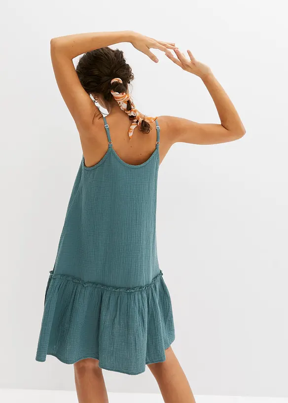 Musselin-Trägerkleid aus reiner Baumwolle in grün von hinten (Totalaufnahme) - bonprix Musselin-Trägerkleid aus reiner Baumwolle in grün von hinten (Totalaufnahme) - bonprix